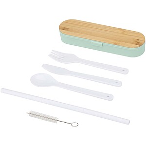 Runa cutlery set with bamboo lid, mint green