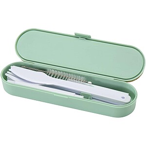 Runa cutlery set with bamboo lid, mint green