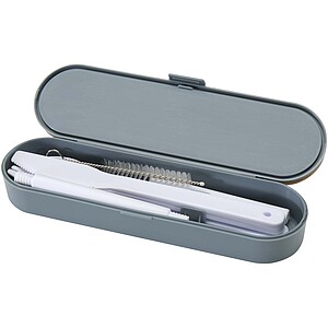 Runa cutlery set with bamboo lid, slate grey