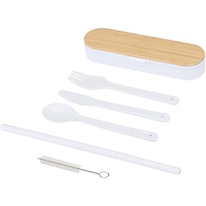 Runa cutlery set with bamboo lid, white