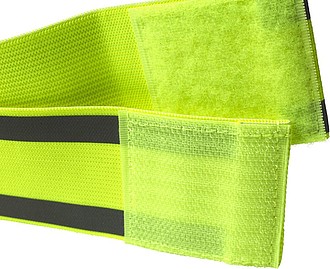 Safety arm band with two reflective stripes, for promotional use.