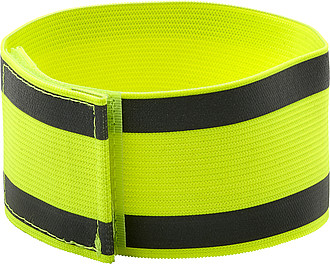 Safety arm band with two reflective stripes, for promotional use.