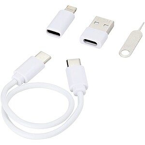 Savvy recycled plastic modular charging cable with phone holder