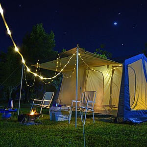 SCHWARZWOLF LAMBRO Hanging camping light, beige