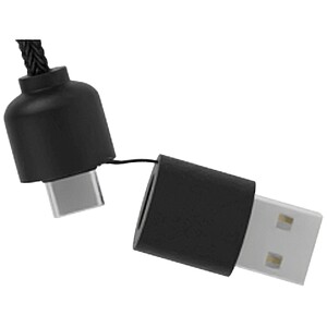 SCX.design C38 40W 5-in-1 rPET light-up logo charging cable with squared wooden casing, solid black