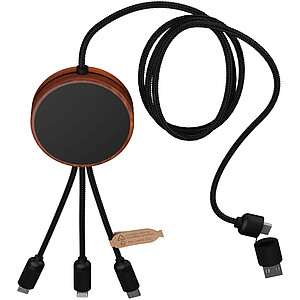 SCX.design C40 5-in-1 rPET light-up logo charging cable and 10W charging pad, wood