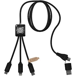 SCX.design C45 5-in-1 rPET charging cable with data transfer, solid black