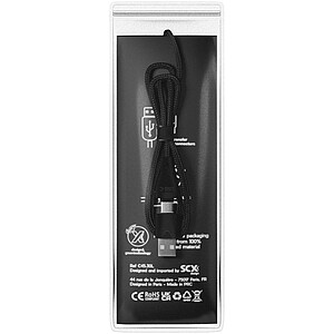 SCX.design C45 5-in-1 rPET charging cable with data transfer, solid black
