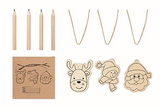 Set of 3 wooden Christmas ornaments