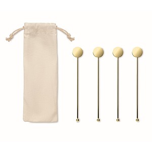 Set of 4 stainless steel drink stirrers