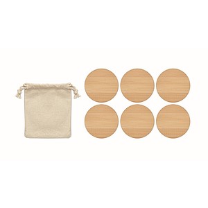 Set of 6 round bamboo coasters