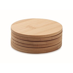 Set of 6 round bamboo coasters