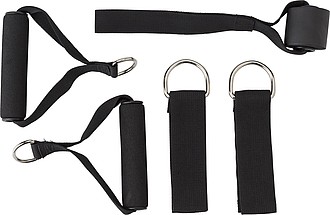 Set of five fitness elastics in polyester (210D) drawstring bag