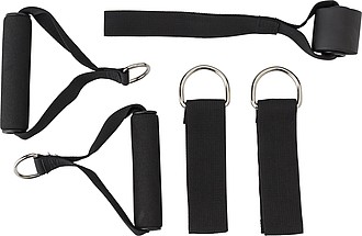 Set of five fitness elastics in polyester (210D) drawstring bag