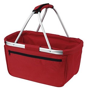 Shopper basket with zip pocket, red