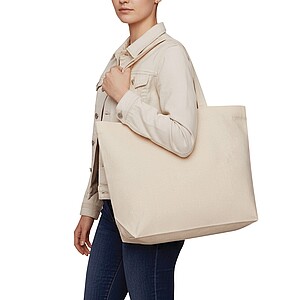 Shopper made of cotton canvas, beige