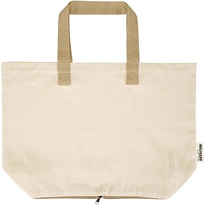 Sierra 140 g/m2 GRS recycled foldable cotton tote bag 7L, natural