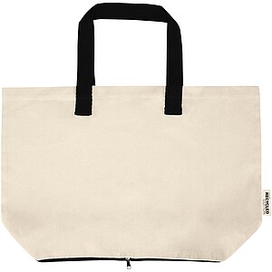 Sierra 140 g/m2 GRS recycled foldable cotton tote bag 7L, natural