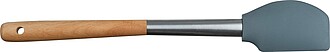 Silicone dough scraper with wooden handle, beige