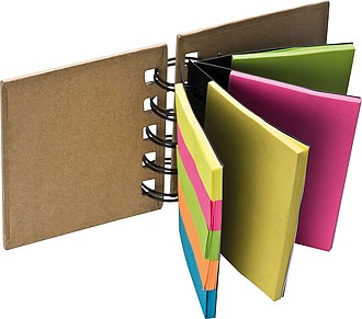 Small ring-binder with sticky notes, brown