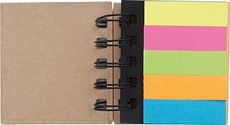 Small ring-binder with sticky notes, brown