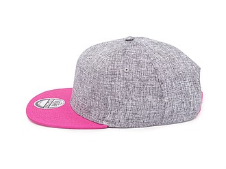 Snap melange cap, melange grey/fuchsia