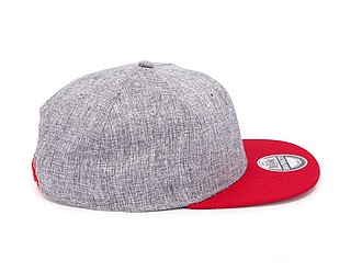 Snap melange cap, melange grey/red