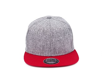 Snap melange cap, melange grey/red