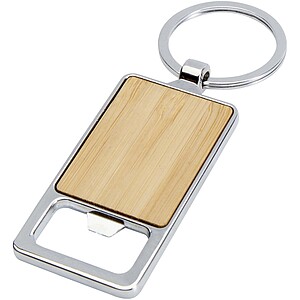 Snapper bamboo keychain with bottle opener, natural
