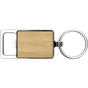 Snapper bamboo keychain with bottle opener, natural