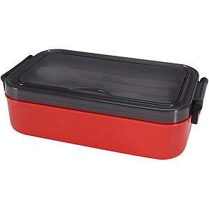 Snappy lunch box and cutlery set, red