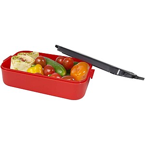 Snappy lunch box and cutlery set, red