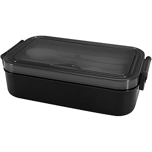 Snappy lunch box and cutlery set, solid black