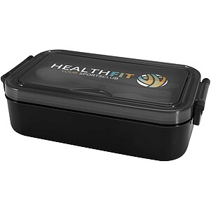 Snappy lunch box and cutlery set, solid black