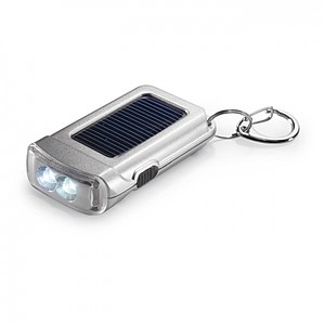 Solar powered torch key ring, matt silver
