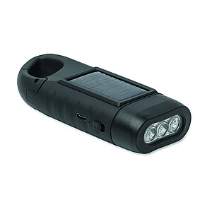 Solar torch with dynamo crank