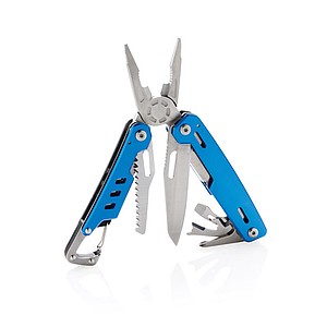 Solid multitool with carabiner, blue