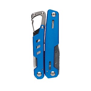 Solid multitool with carabiner, blue