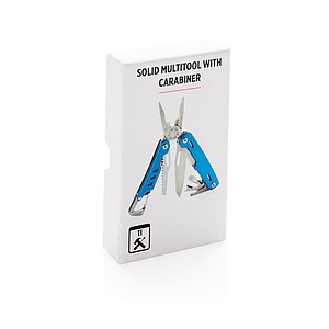 Solid multitool with carabiner, blue