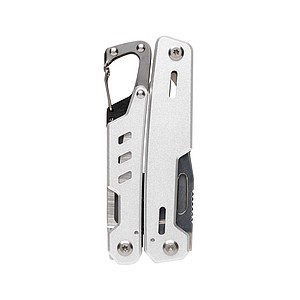 Solid multitool with carabiner, silver