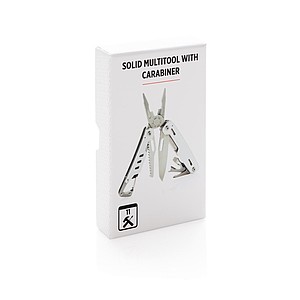Solid multitool with carabiner, silver