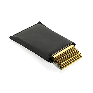 Solra emergency blanket in RCS recycled RPET pouch, black