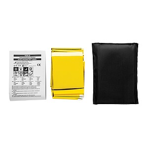 Solra emergency blanket in RCS recycled RPET pouch, black