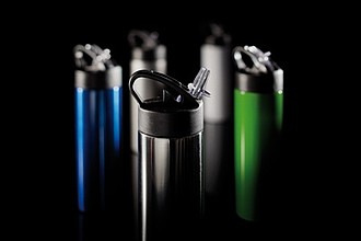 Sport bottle with straw, silver