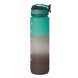 Sports water bottle RPET 1L, black/blue