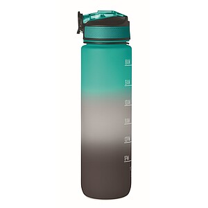 Sports water bottle RPET 1L, black/blue