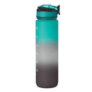 Sports water bottle RPET 1L, black/blue