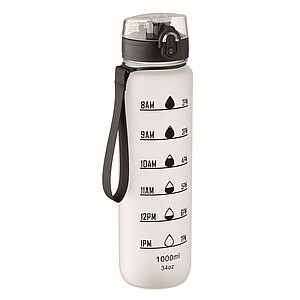 Sports water bottle RPET 1L, transparent white