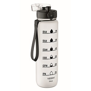 Sports water bottle RPET 1L, transparent white