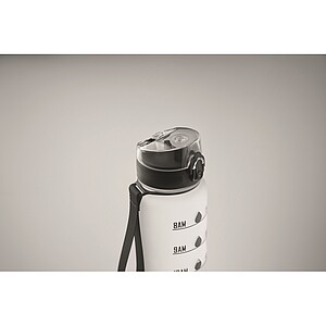 Sports water bottle RPET 1L, transparent white